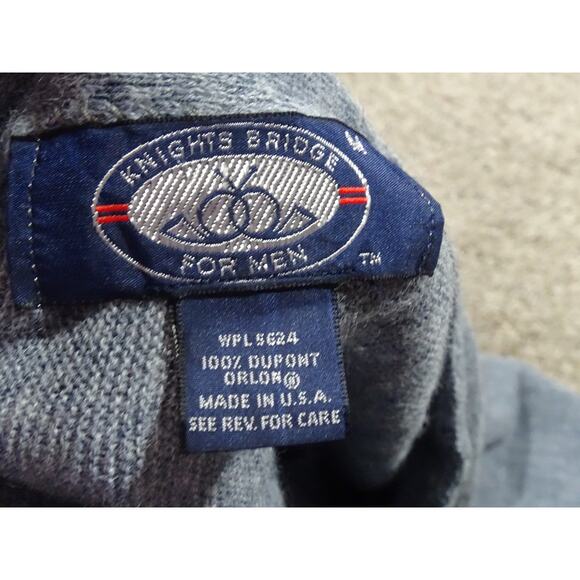 Vintage Knights Bridge DuPont Orlon Blue-Gray Cardigan Grandpa Sweater, Size M - Picture 7 of 9